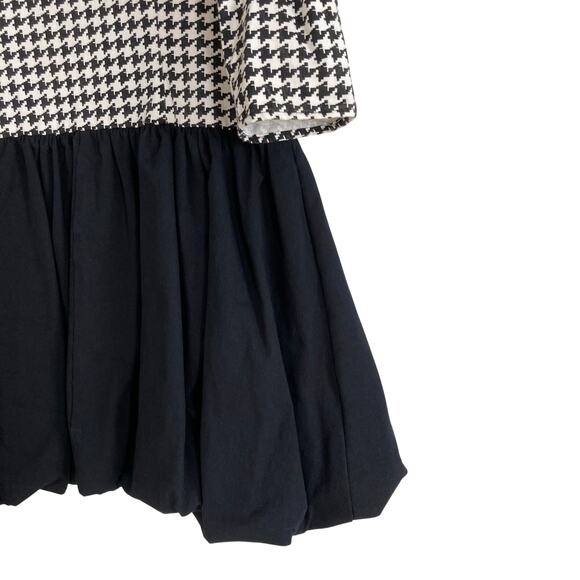Vintage 80s Black White Houndstooth Double Breasted Bubble Hem Dress Sz Medium - Picture 15 of 16